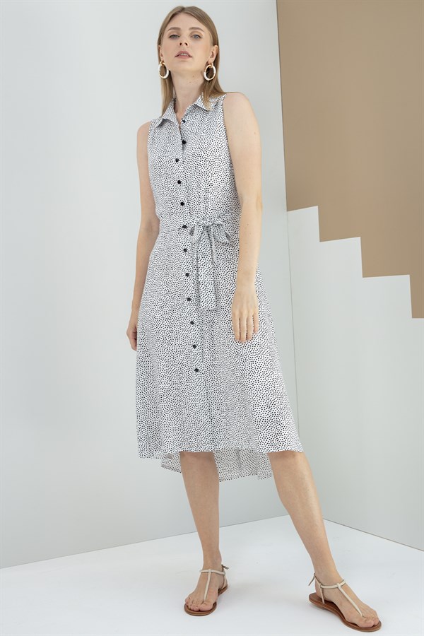 Elbise-Polo Yaka, Ön Tam Boy Düğme Detaylı, Ön-Arka Geçişli